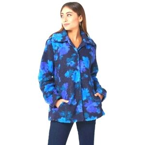 Isaac Mizrahi Live! Floral Printed Shearling coat